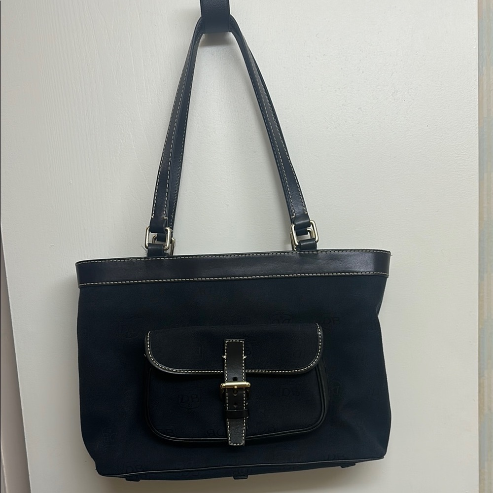 Classy Deep Navy Black Dooney & Bourke Tote Bag